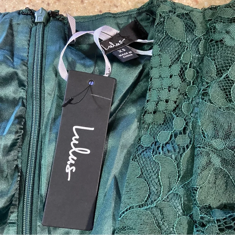 NWOT Lulus Molinetto Forest Green Lace Ruffled Tiered Sleeveless Maxi Dr…_8